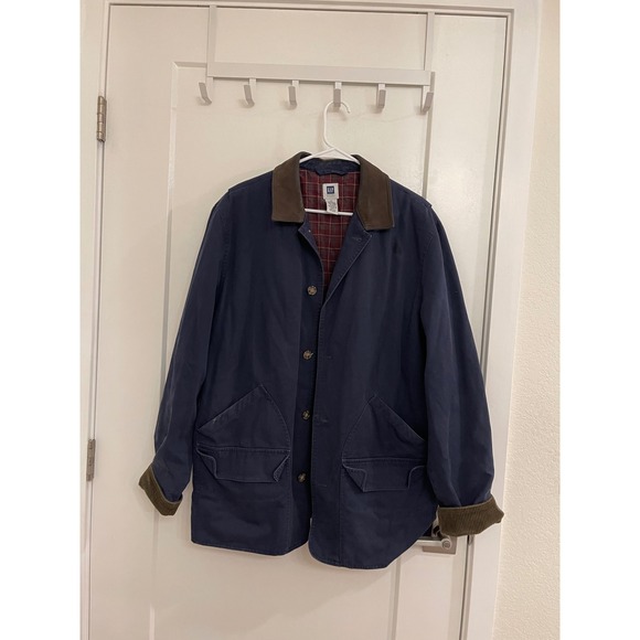 GAP Jackets & Blazers - Vintage Gap 90s Fall Flannel Lined Barn Jacket Navy Grandpacore Fisherman Cabin